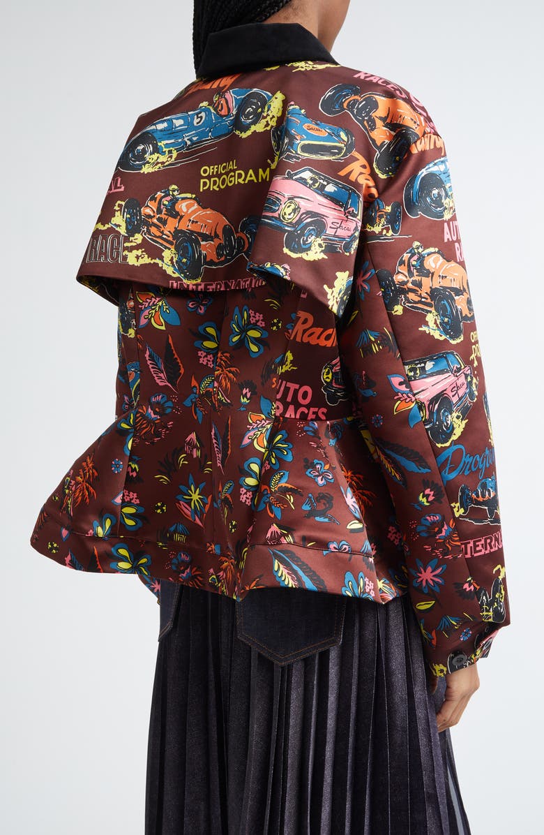 Sacai Car Race & Tropical Print Satin Jacket | Nordstrom