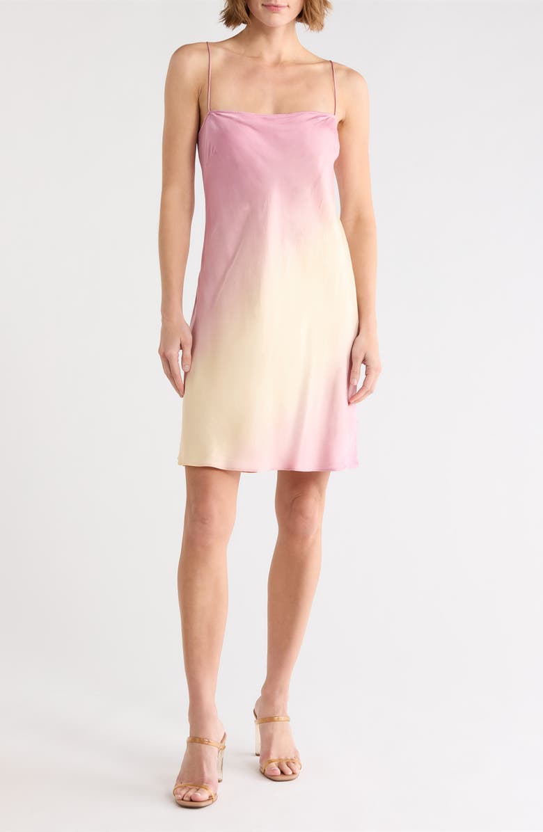 Good American Ombré Satin Minidress, Main, color, Sunset Gradient004