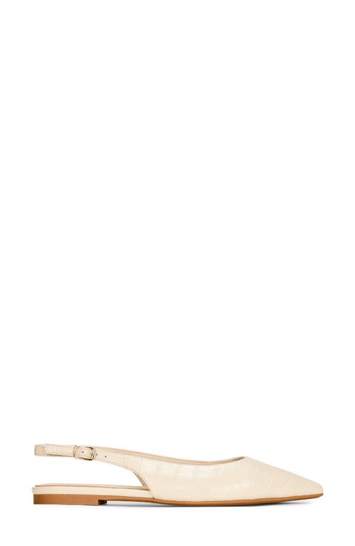 Yosi Samra Vera Pointed Toe Slingback Flat In Bone Croc