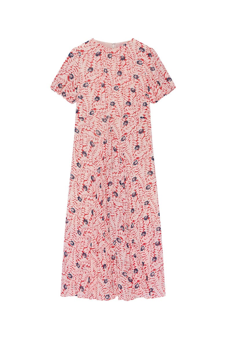 Printed Puff Sleeve Maxi Dress, Alternate, color, Red