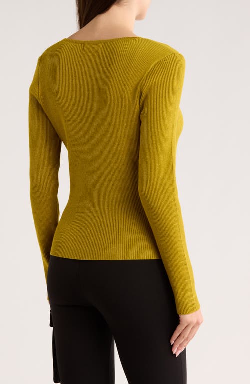 Patrizia Luca Solid Faux Wrap Sweater In Yellow
