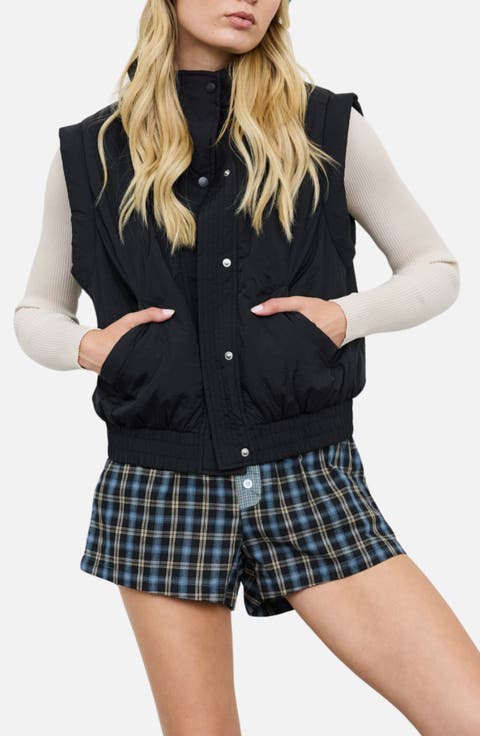 Cropped Mock Neck Puffer Vest