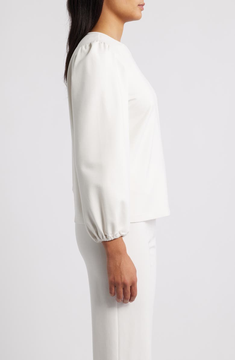 AK ANNE KLEIN Round Neck Top, Alternate, color, White Dove