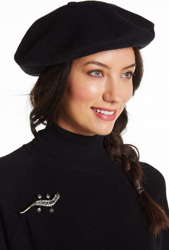 NORDSTROM RACK CASHMERE KNIT BERET BLACK OS NWOT NORDSTROM RACK Cashmere Knit Beret | Nordstromrack main image 4