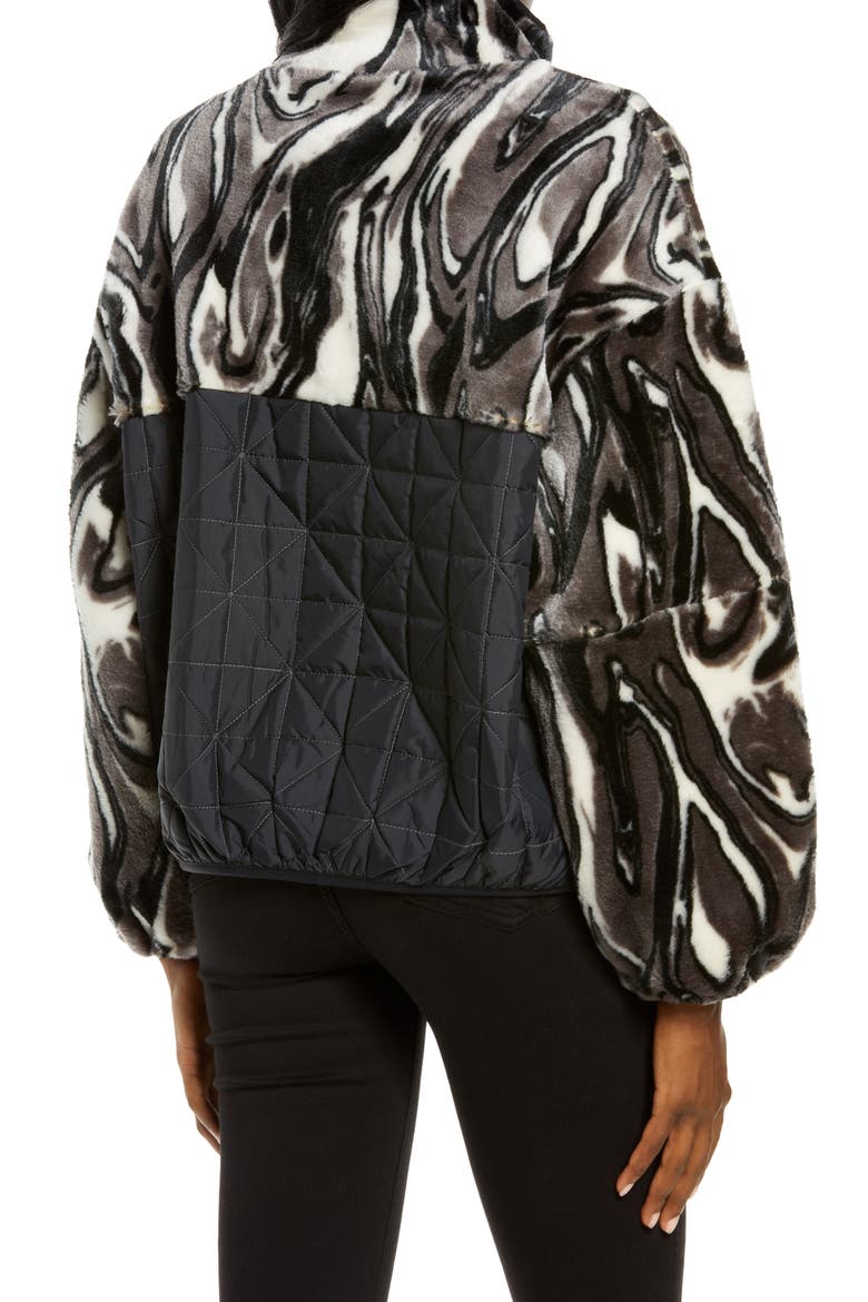 Marlene Quilted Fleece Jacket, Alternate, color, BLACK / WHITE MARBLE