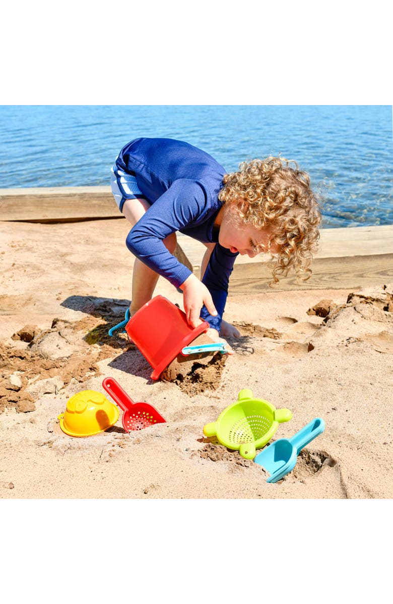 HABA Sand Toys Basic Set - 5 Piece Bundle with Plastic Pail, Sieve, Mold, Scoop and Sifting Shovel Sized just for Toddlers Ages 18 Months +, Alternate, color, Multi