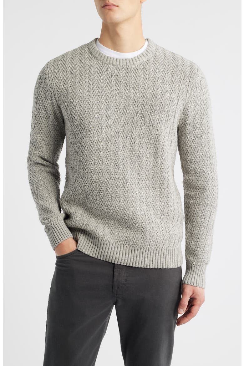 Ayr Herringbone Stitch Cotton & Wool Blend Sweater, Main, color, LIGHT TAUPE