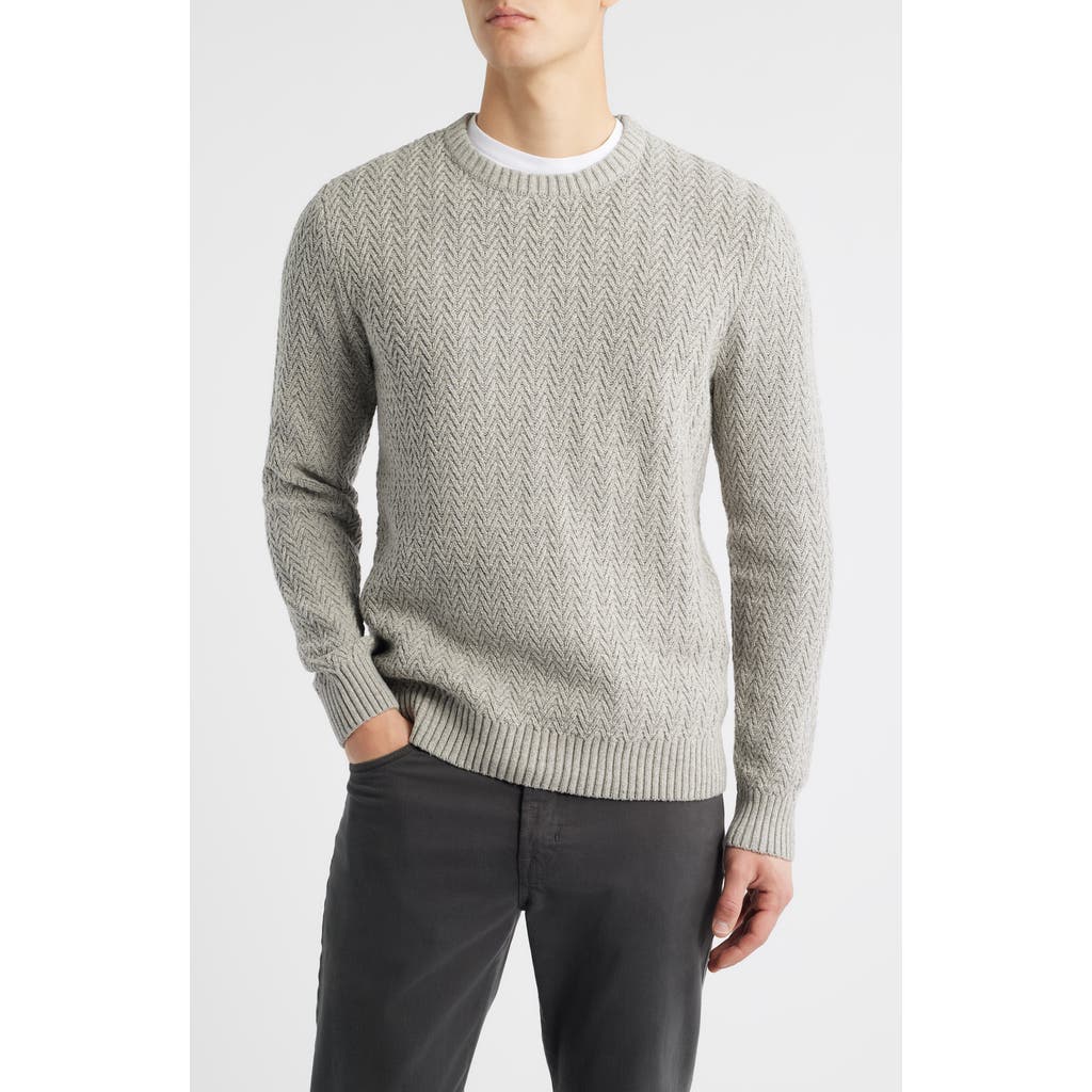 James Campbell Ayr Herringbone Stitch Cotton & Wool Blend Sweater In Brown