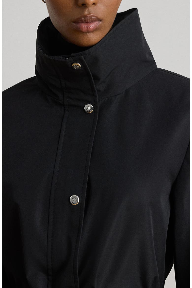 Hooded Contrast Trim Windbreaker Jacket, Alternate, color, BLACK