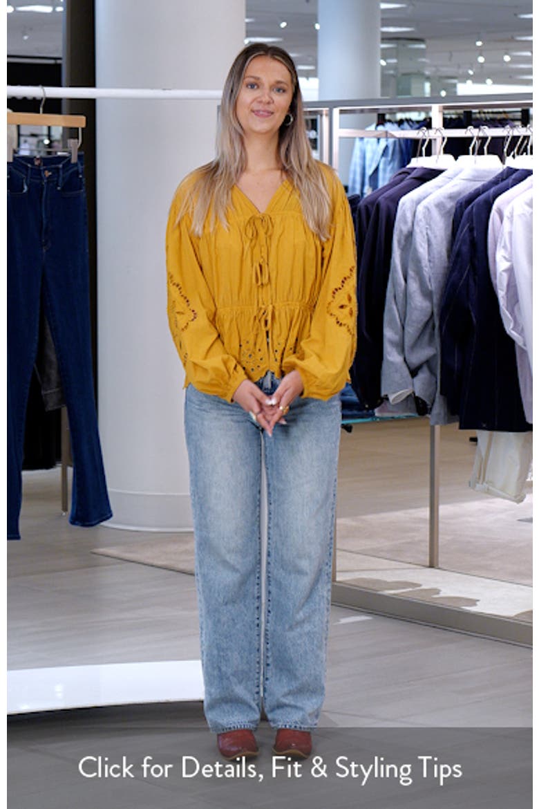 Long Sleeve Cotton Eyelet Top video