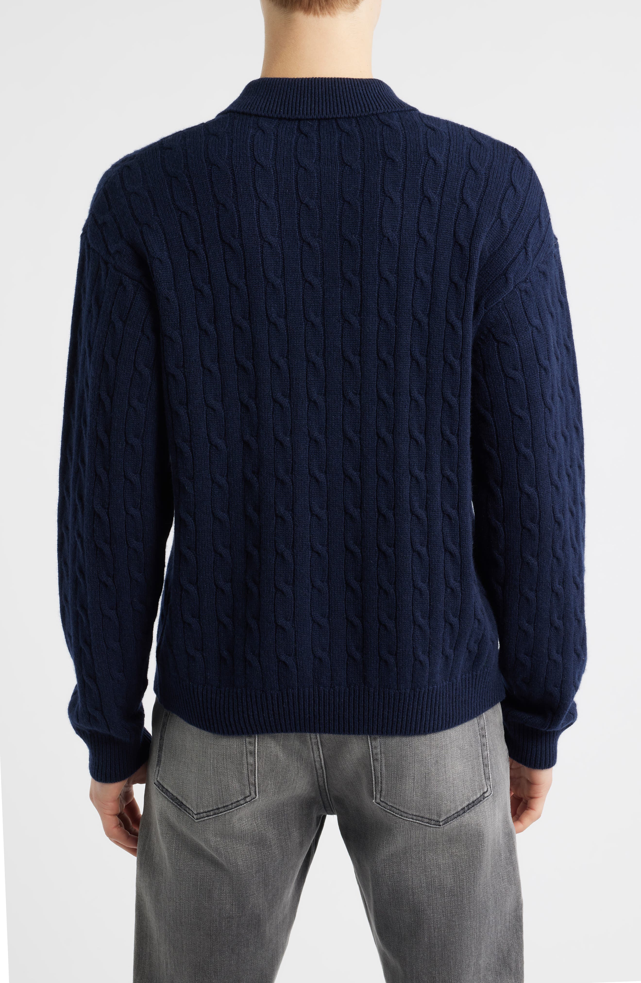Cable Wool & Cashmere Polo Sweater - image 2