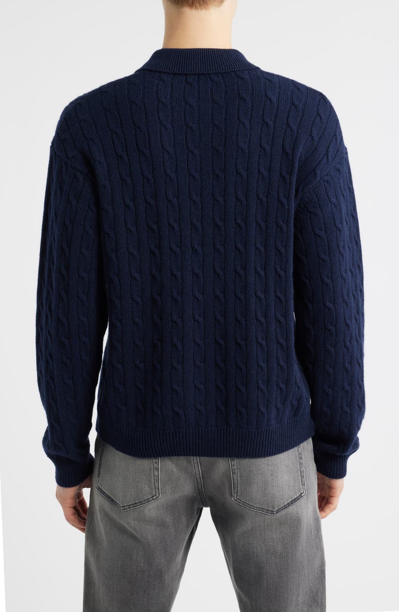 FRAME Cable Wool & Cashmere Polo Sweater, Alternate, color, Dark Navy