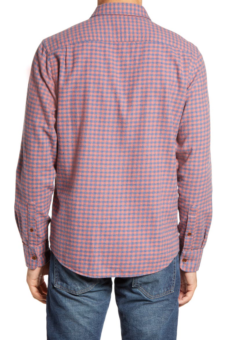 Stretch Seaview Check Flannel Button-Up Shirt, Alternate, color, BLUE ROSE GINGHAM