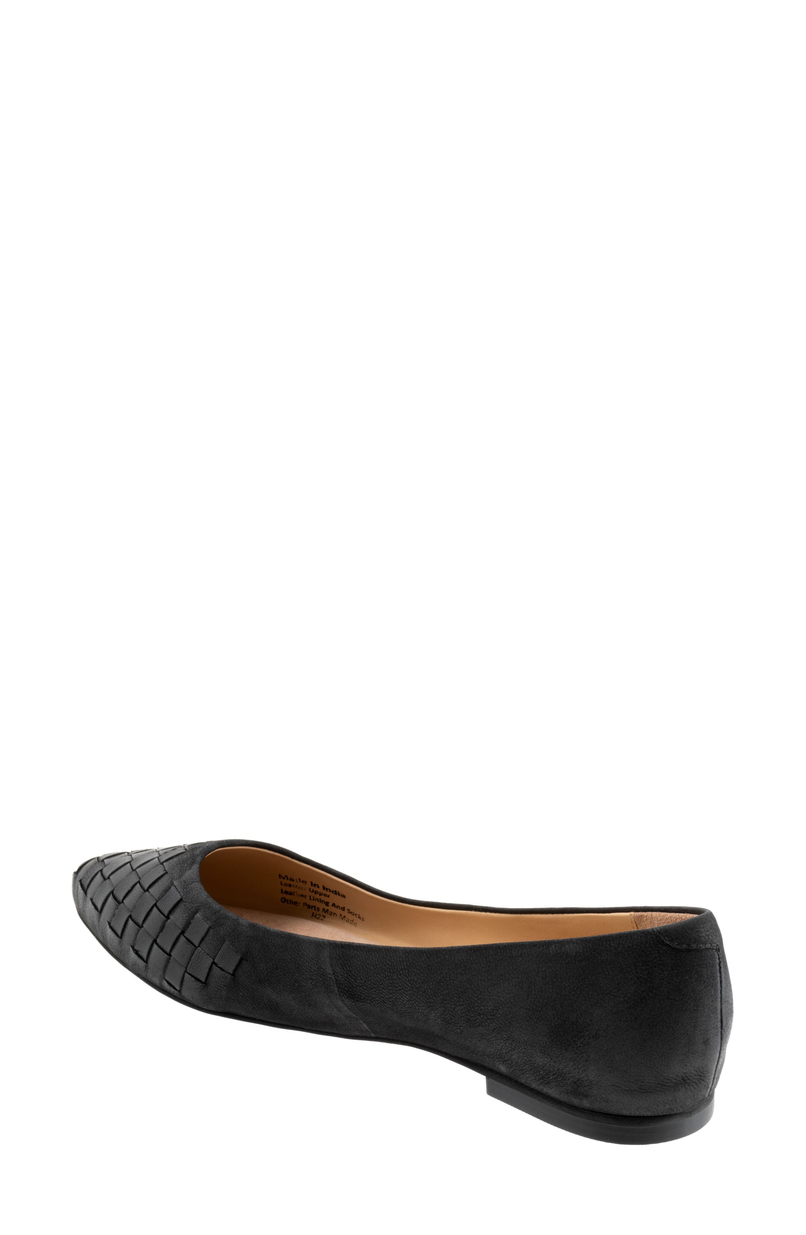 Trotters Estee Woven Flat, Alternate, color, Black Nubuck
