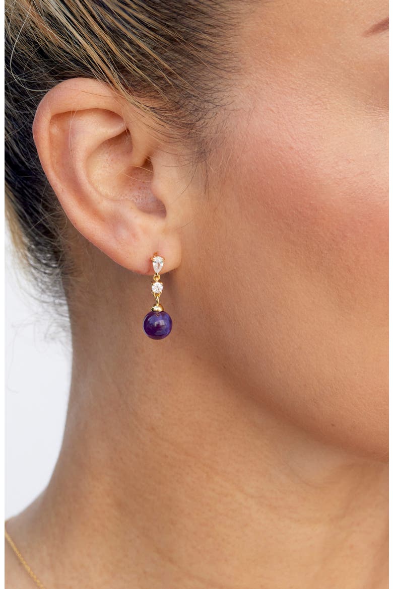 Amethyst Ball Drop Earrings, Alternate, color, YELLOW