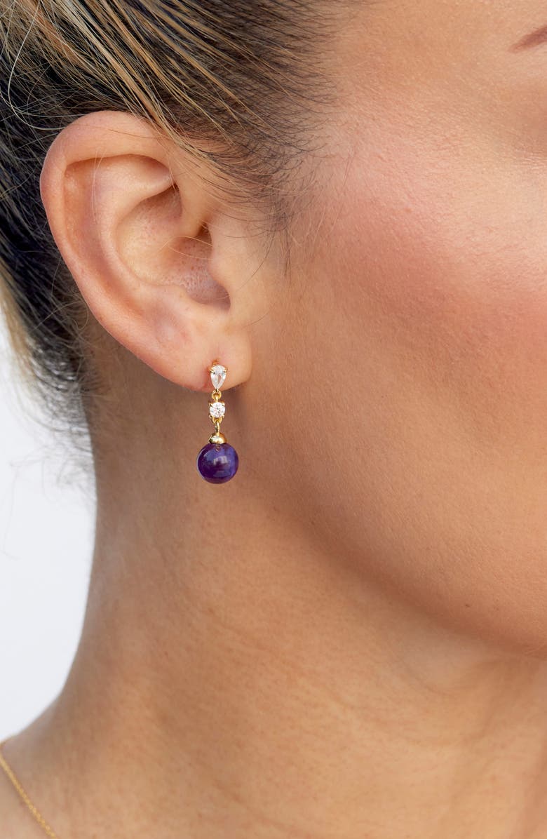 SAVVY CIE JEWELS Amethyst Ball Drop Earrings, Alternate, color, Yellow