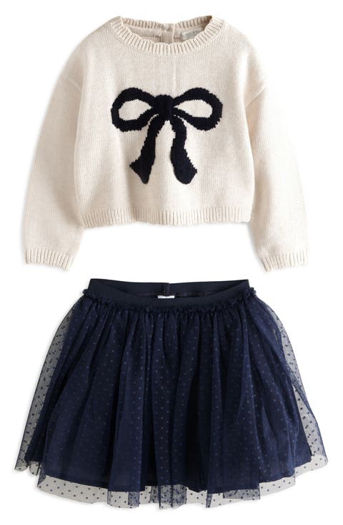 Kids' Bow Sweatshirt & Tulle Skirt Set (Little Kid)