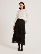Finery London Elisa Mesh Midi Tiered Skirt