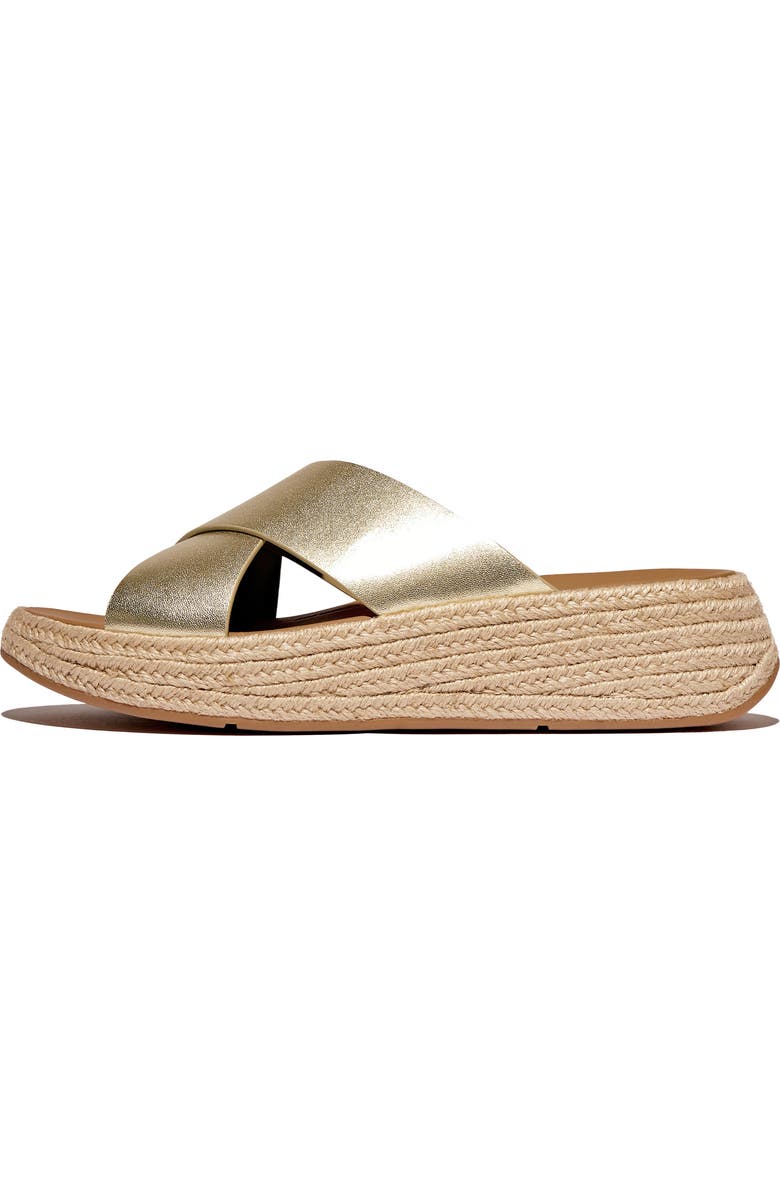 FitFlop F-Mode Espadrille Platform Slide Sandal, Alternate, color, Platino