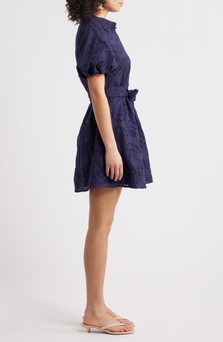 Sam Edelman Puff Sleeve Eyelet Shirtdress, Alternate, color, Navy