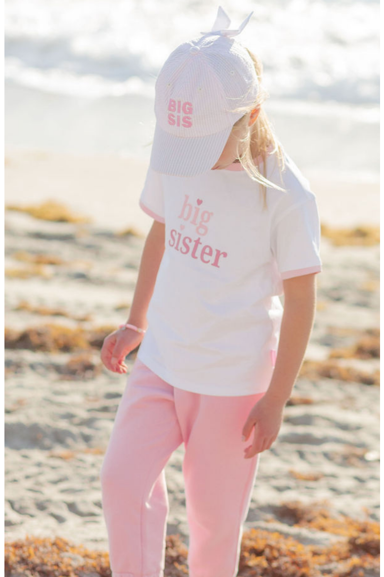 Big Sis Seersucker Bow Baseball Hat, Alternate, color, Pink