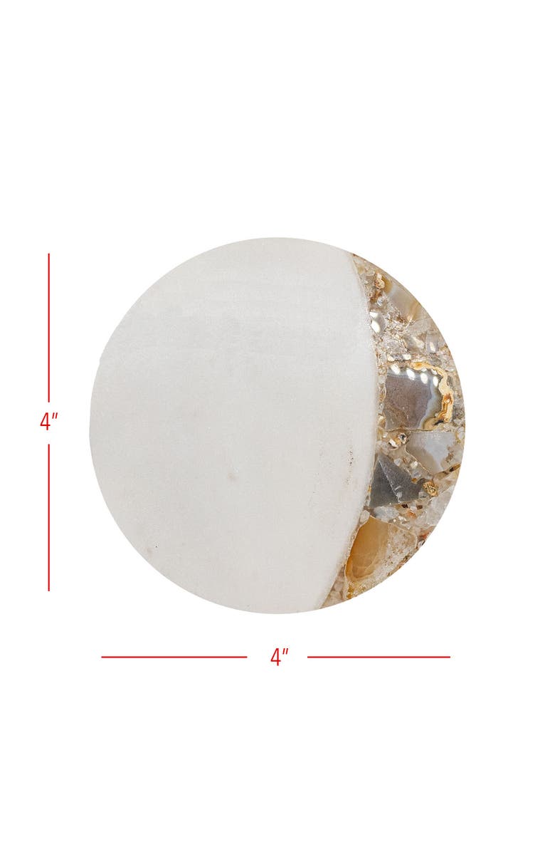 Foreside Home and Garden Set of 4 Brown Agate and Marble Coasters, Alternate, color, Beige