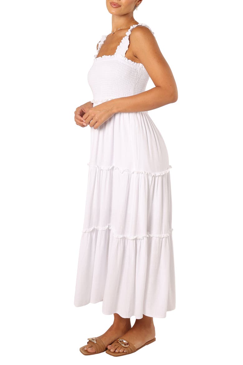 Serafina Smocked Tiered Sundress, Alternate, color, WHITE