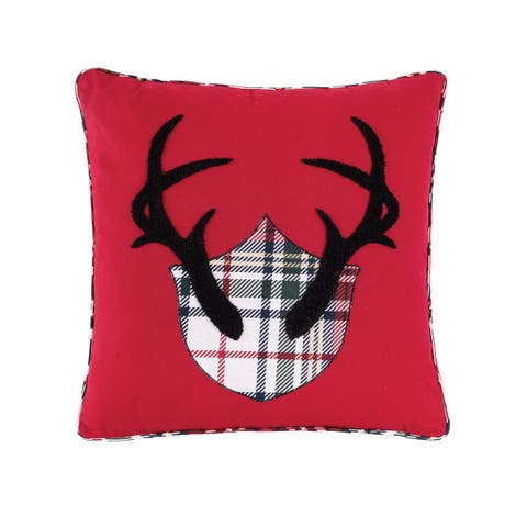 Antler Mount Motif Fall & Christmas Accent Pillow 18" x 18"