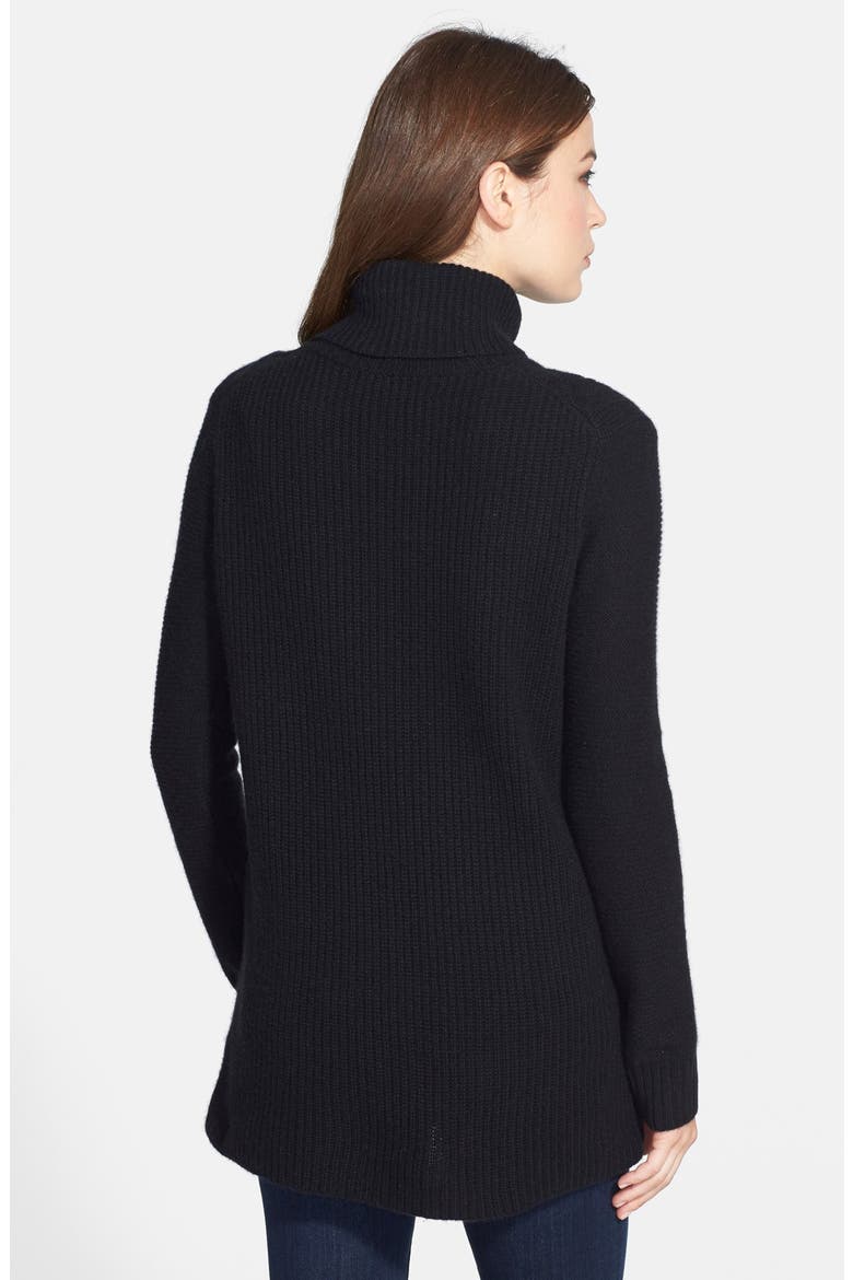 Quinn 'Teresa' Cashmere Cable Knit Turtleneck Tunic, Alternate, color, BLACK