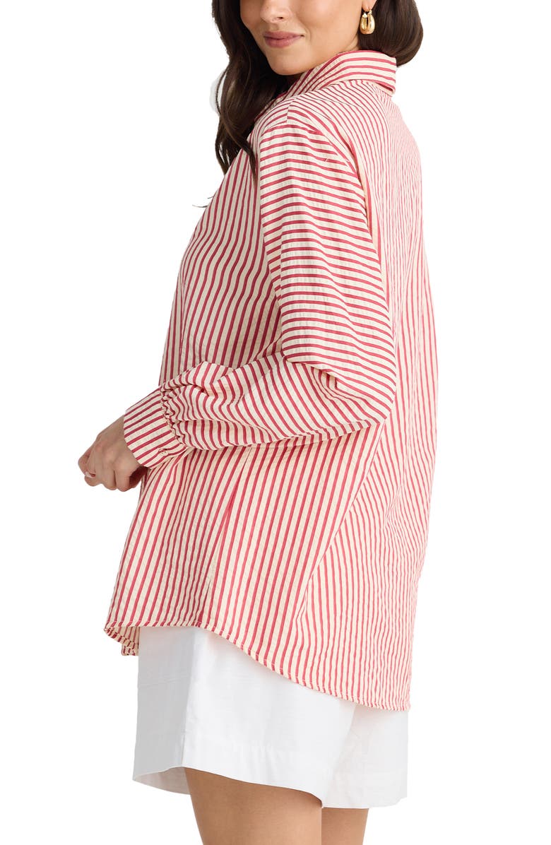 Brave+True Audrey Stripe Shirt, Alternate, color, White W Red Stripe