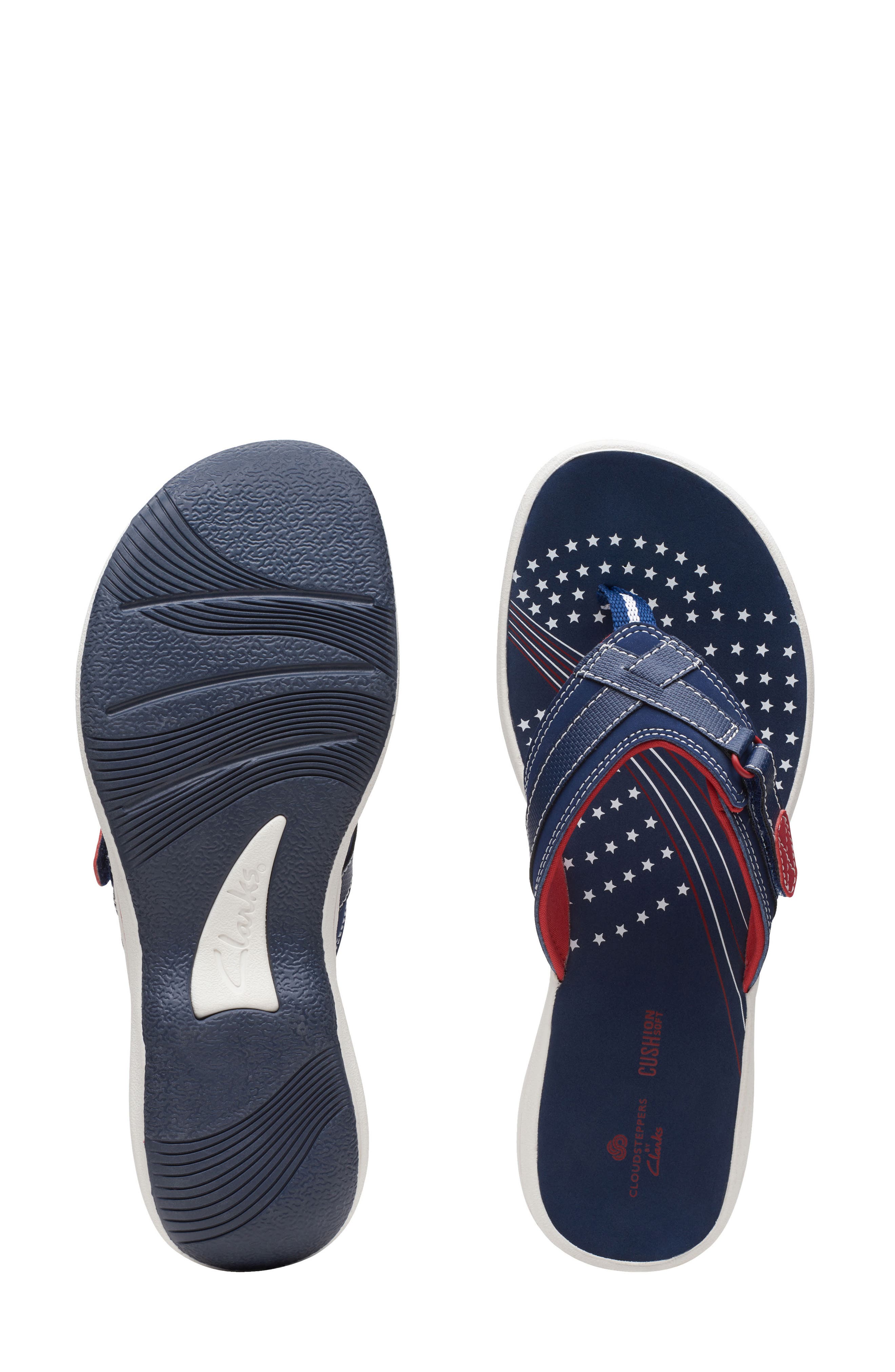 Clarks<sup>®</sup> Breeze Sea Thong Sandal, Alternate, color, Navy/Red