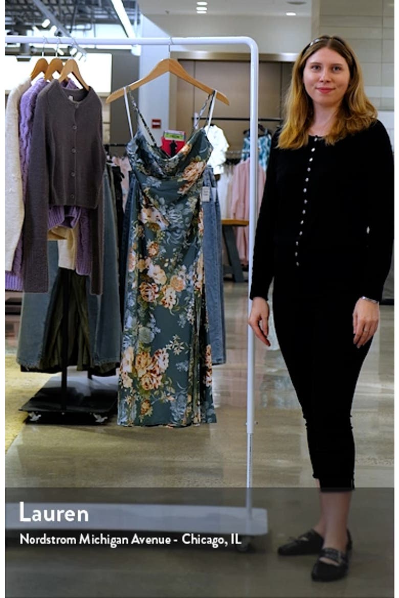 Marea Floral Tie Back Satin Midi Dress video