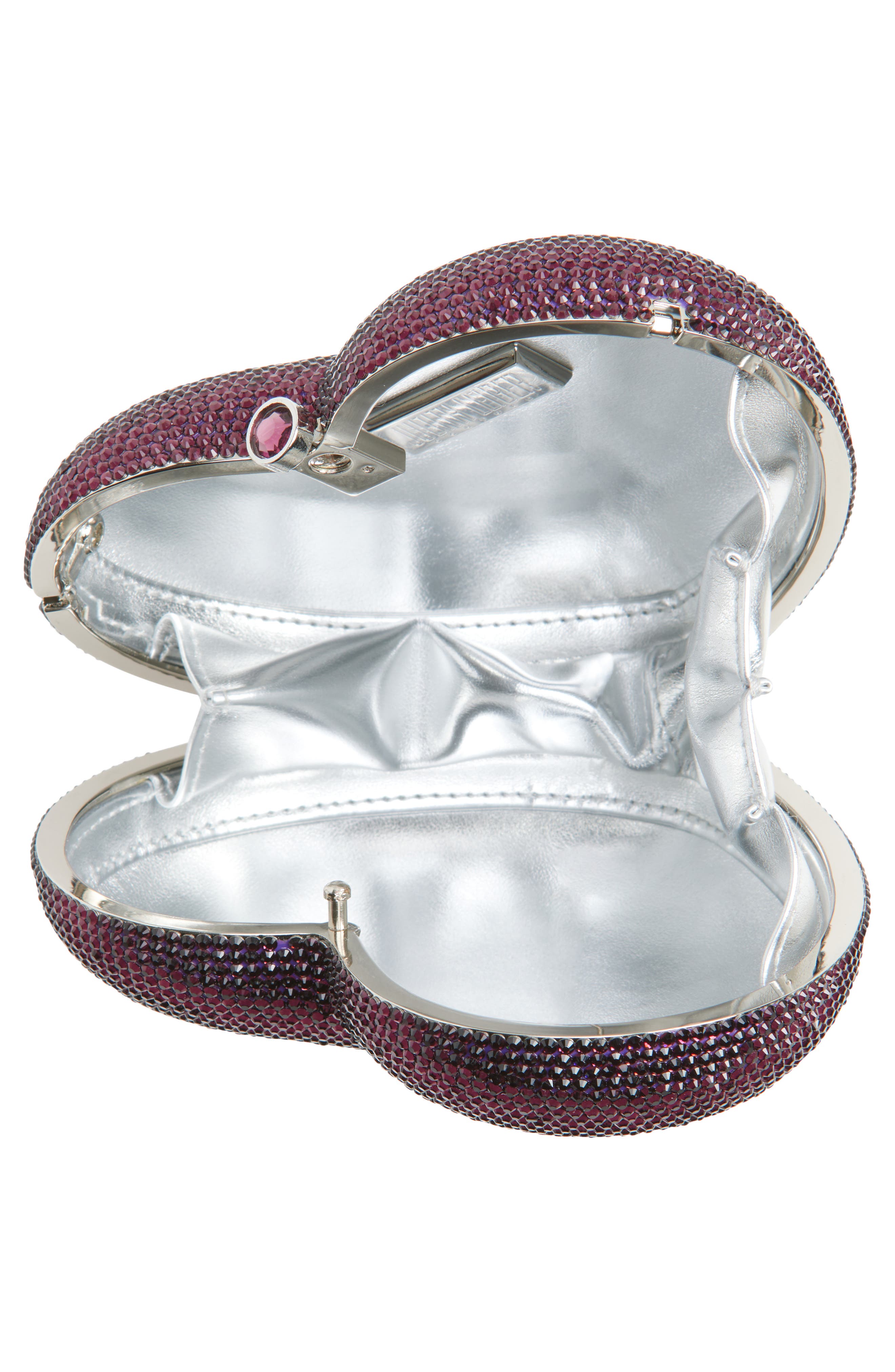 JUDITH LEIBER COUTURE Lamour Petite Coeur Heart Clutch, Alternate, color, Silver Amethyst