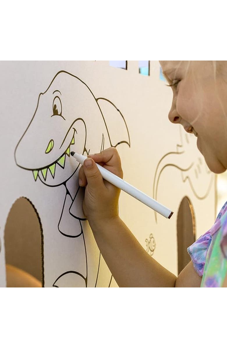 Easy Playhouse Blank Cardboard Sand Castle Craft Kit, Alternate, color, Multicolored