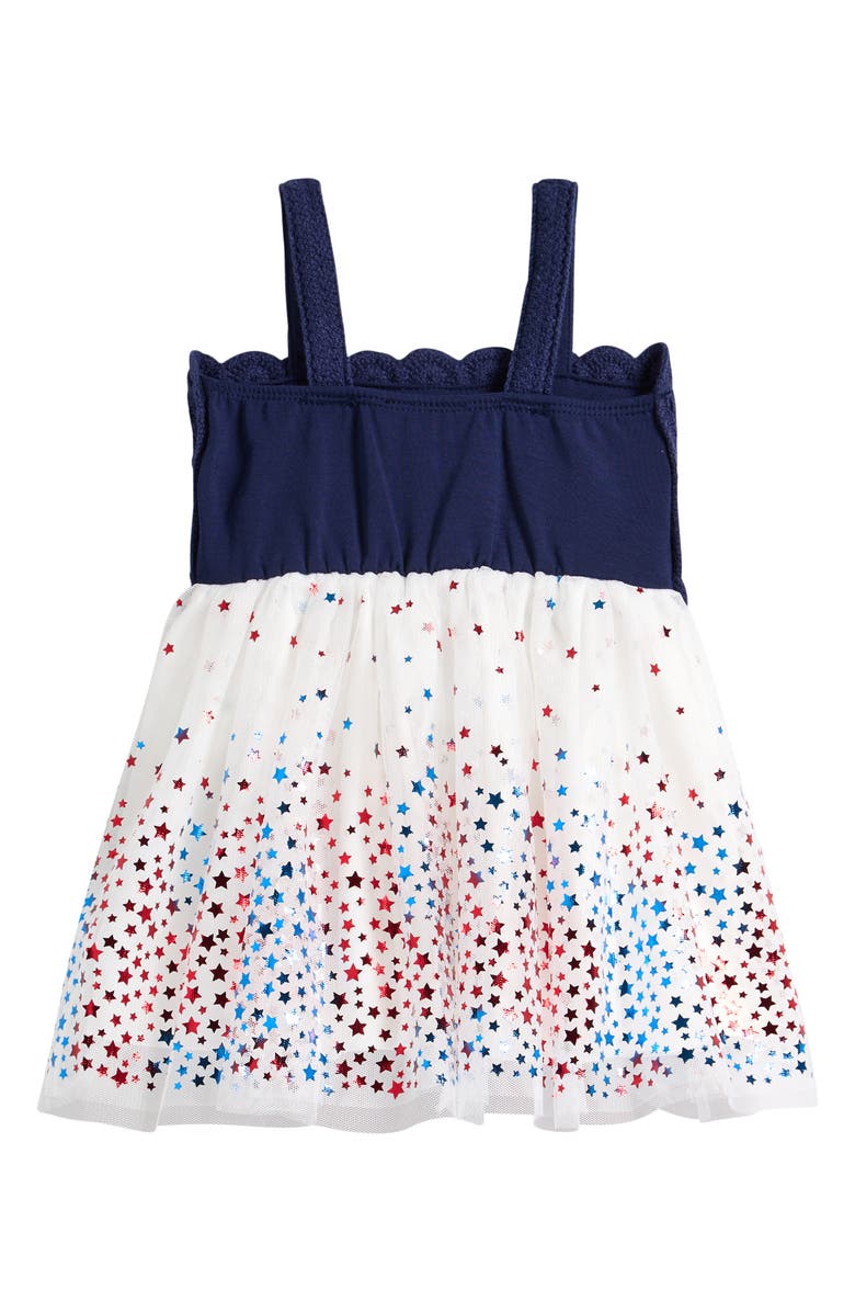 Zunie Heart Flag Knit Bodice Mesh Skirt Dress, Alternate, color, Blue Multi