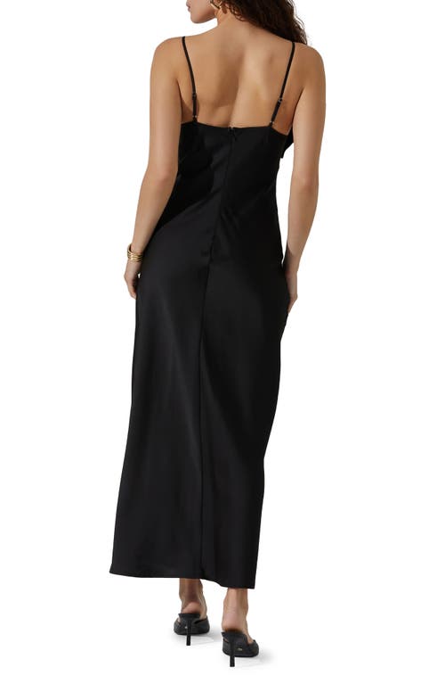 Astr The Label Bow Sleeveless Satin Maxi Dress In Black
