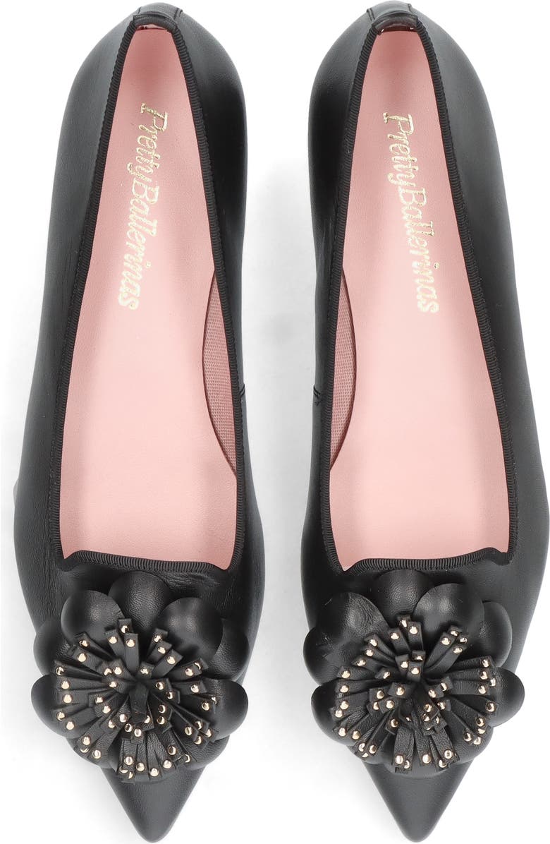 Pretty Ballerinas Pointed Flower Ballet Flat, Alternate, color, Black