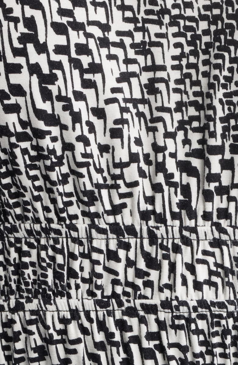 Loveappella Printed Peplum Jersey Top, Alternate, color, Ivory/ Black