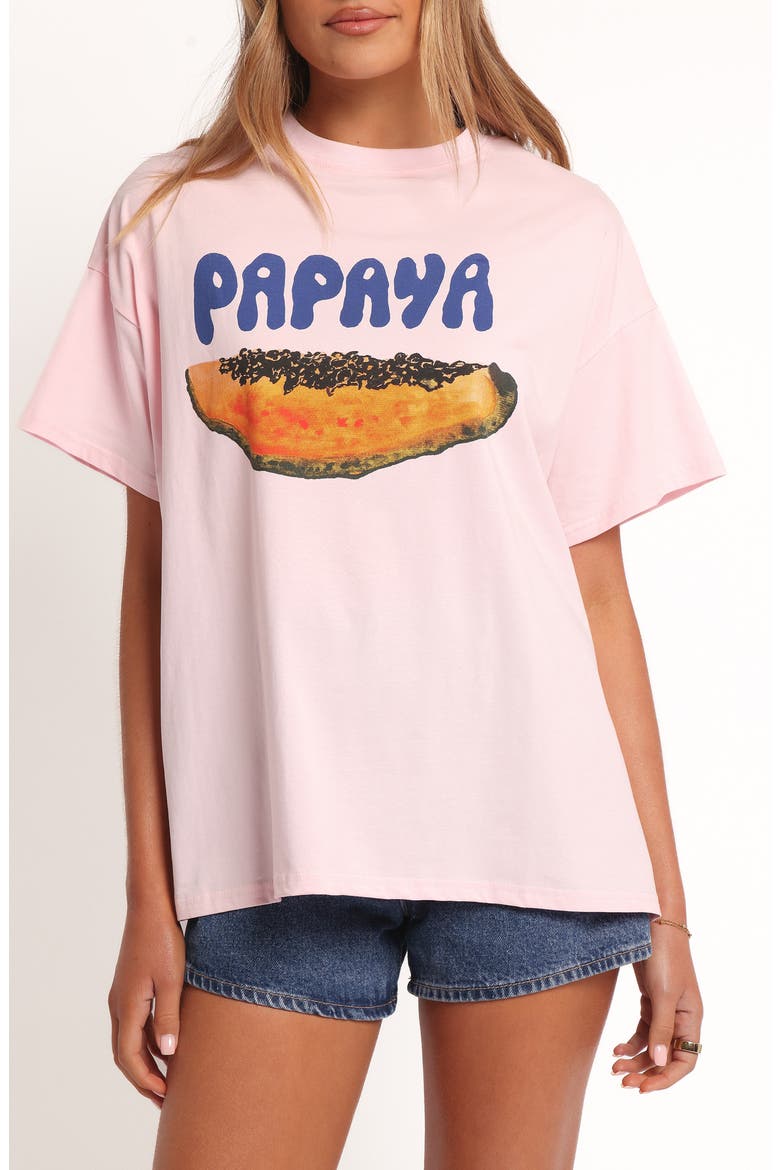 Papaya Oversize Cotton Graphic T-Shirt, Main, color, PALE PINK