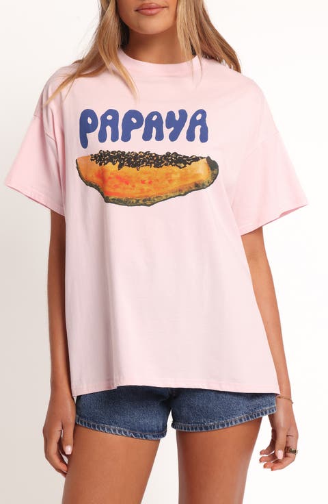 Papaya Oversize Cotton Graphic T-Shirt