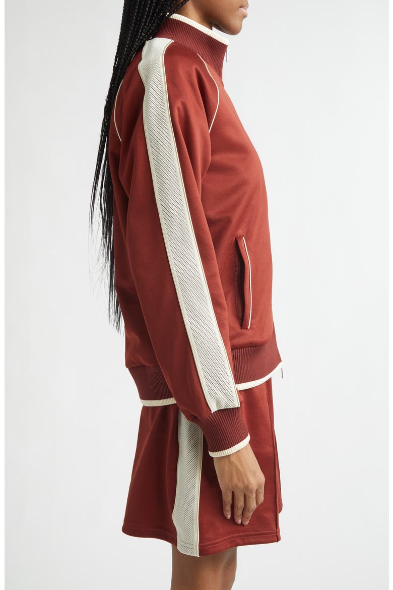 Motion Piped Jersey Track Jacket, Alternate, color, RUST / IVORY
