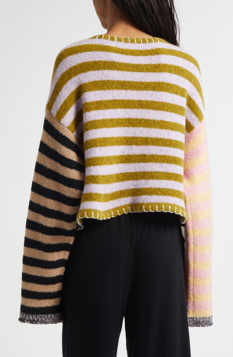 YanYan Fuzzy Horse Embroidered Wool Blend Sweater, Alternate, color, Lilac/ Olive