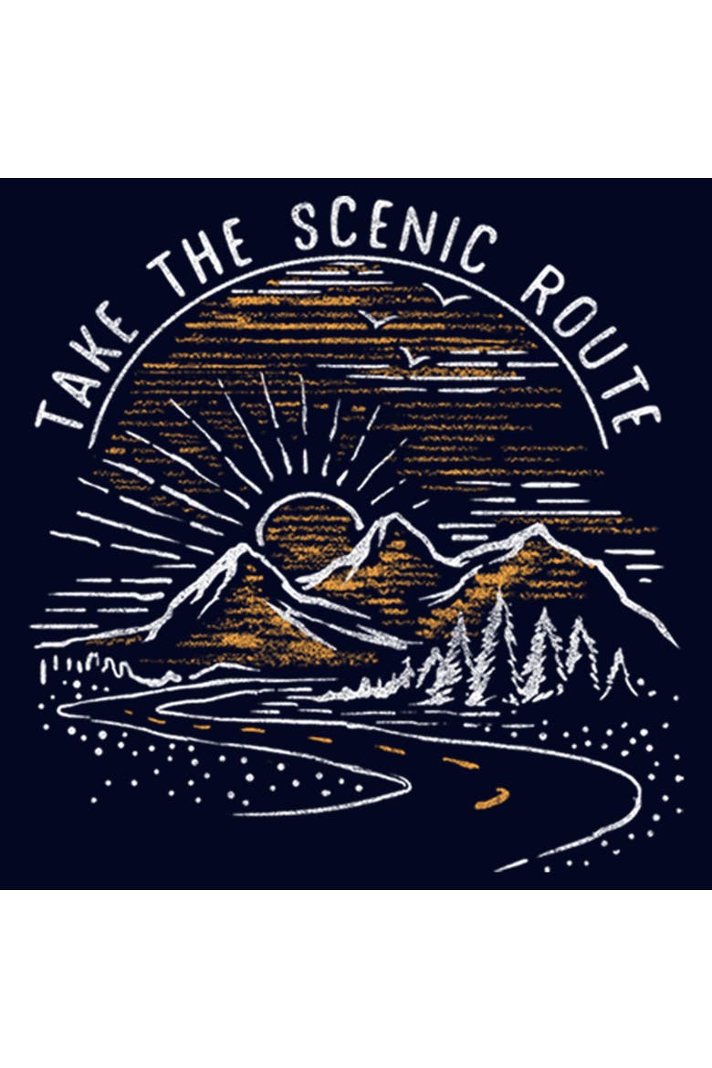 Men's Lost Gods Take the Scenic Route Road  Graphic T-Shirt, Alternate, color, Navy Blue