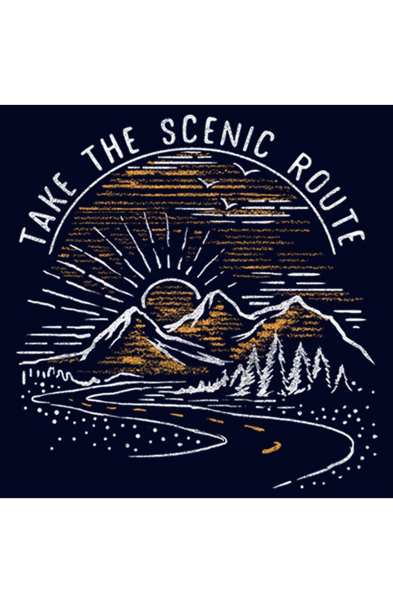 Lost Gods Men's Lost Gods Take the Scenic Route Road  Graphic T-Shirt, Alternate, color, Navy Blue