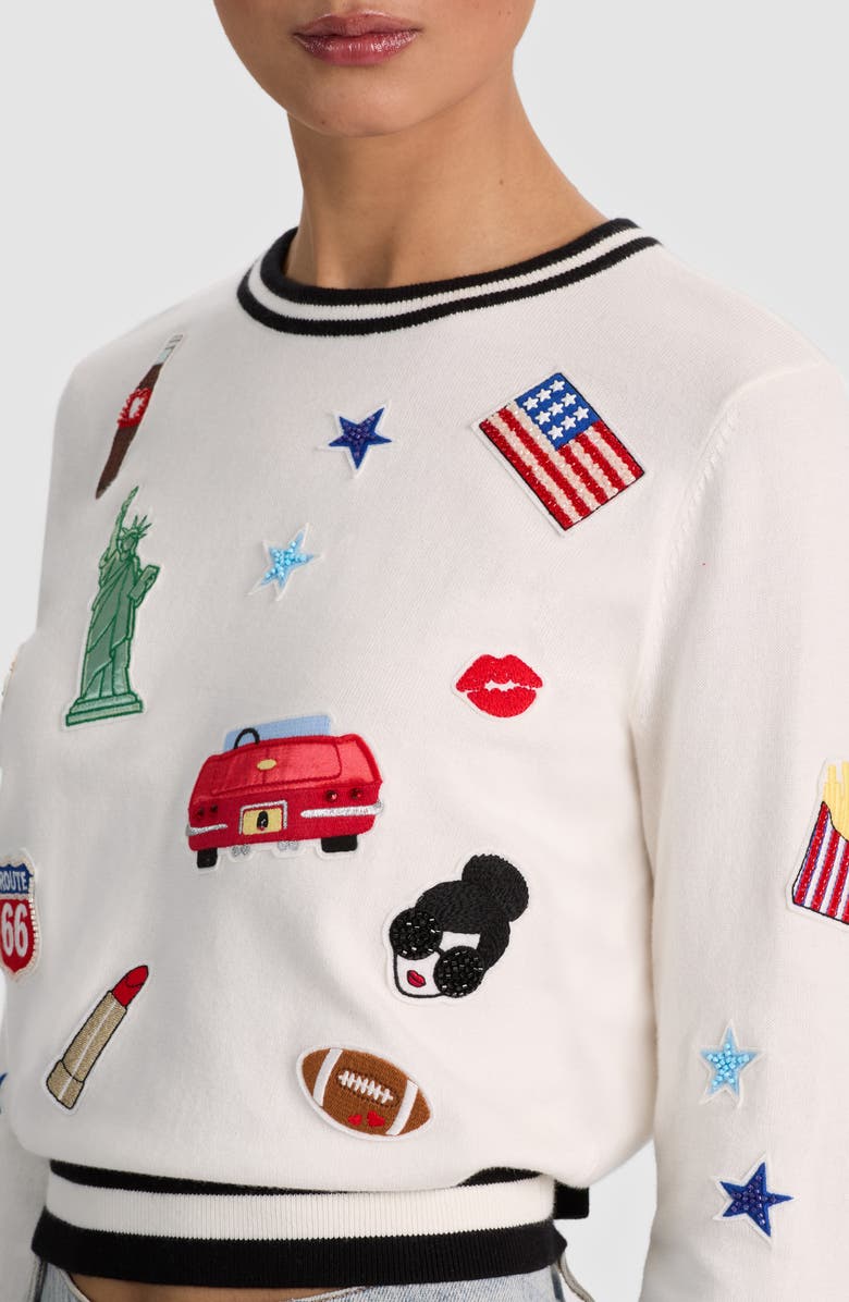 Alice + Olivia Carolann Americana Sweatshirt, Alternate, color,