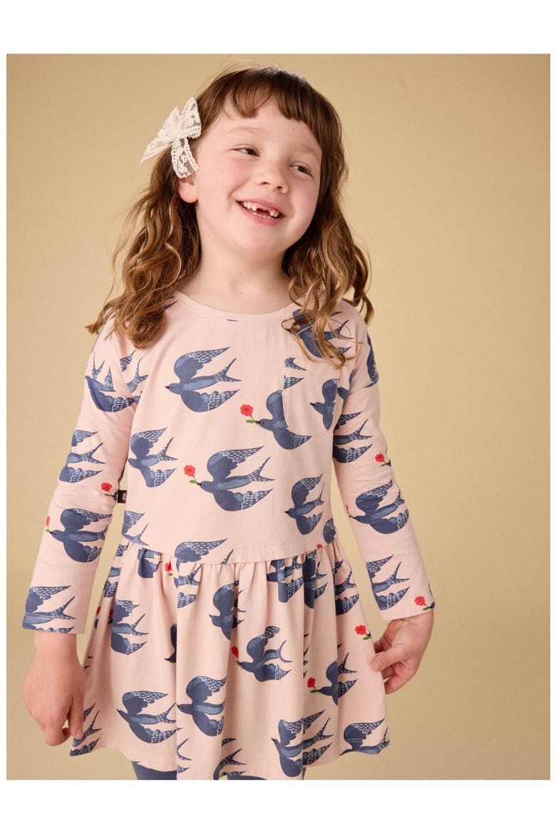 Printed Pocket Play Dress, Alternate, color, Magpies & Flowers