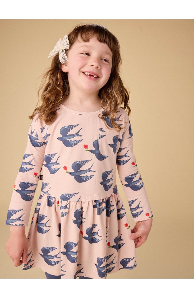 Tea Collection Printed Pocket Play Dress, Alternate, color, Magpies & Flowers