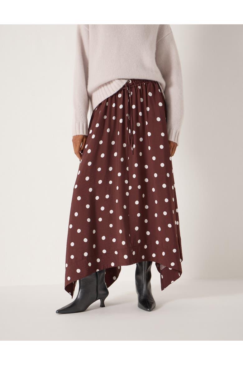 Air Flow Hanky Hem Skirt, Main, color, Polka Dot Brown
