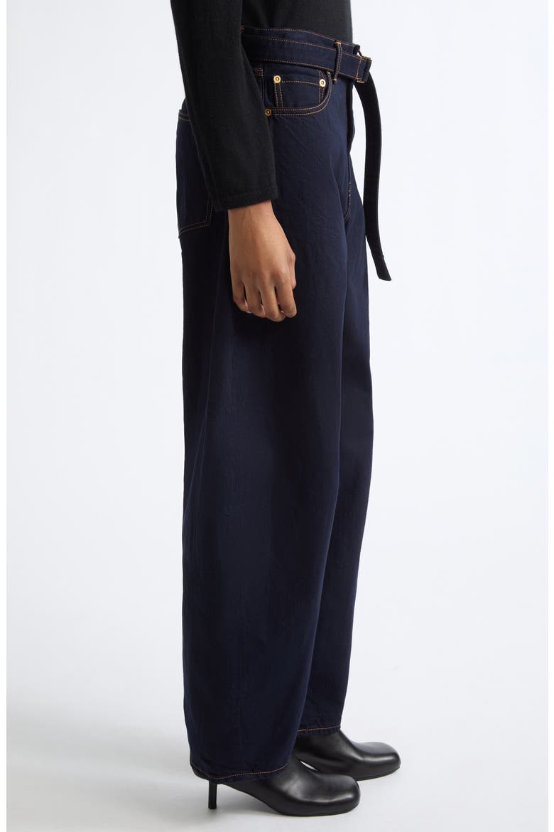 Belted High Waist Wide Leg Jeans, Alternate, color, NAVY