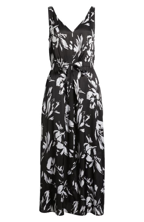 Nordstrom Sleeveless Midi Dress In Black- White Salvage Floral